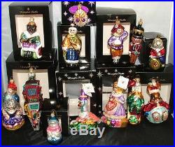 Huge Lot Of 13 Colorful Christopher Radko Christmas Ornaments In Boxes Nr