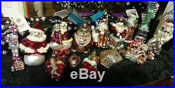 HUGE LOT OF 15 COLORFUL CHRISTOPHER RADKO CHRISTMAS ORNAMENTS some IN BOXES