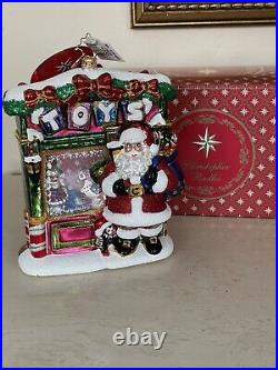 Large Christopher Radko Santa Tip Top Toy Shop Christmas Ornament New In Box