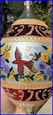 Large VTG 8 RadkoFleur de Provence Red BirdsChristmas OrnamentBEAUTIFUL