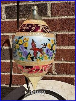 Large VTG 8 RadkoFleur de Provence Red BirdsChristmas OrnamentBEAUTIFUL