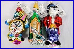 Lot 13 Christopher Radko New Years Holiday Glass Ornaments