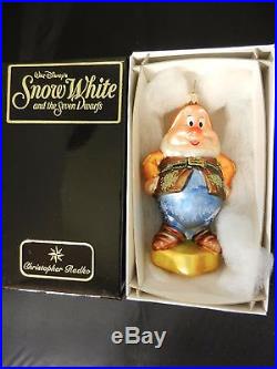 Lot Christopher Radko Snow White And Seven Dwarfs Glass Ornaments Walt Disney
