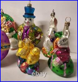 Lot Of 10 Christopher Radko Easter Bunny Rabbit Topper Christmas Ornament