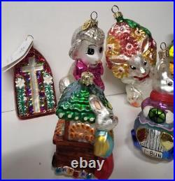 Lot Of 10 Christopher Radko Easter Bunny Rabbit Topper Christmas Ornament