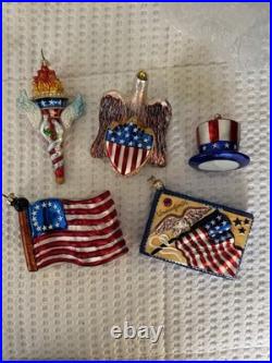 Lot Of 5 Christopher Radko Patriotic Holiday Ornaments