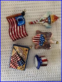 Lot Of 5 Christopher Radko Patriotic Holiday Ornaments Lot Of 5 Christopher Radko Patriotic Holiday Ornaments