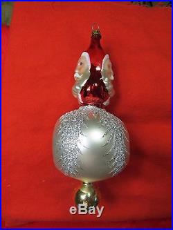 Lot/Set Of 6 Christopher Radko Santa Claus Jumbo Two-Sided Drop Orb Ornaments