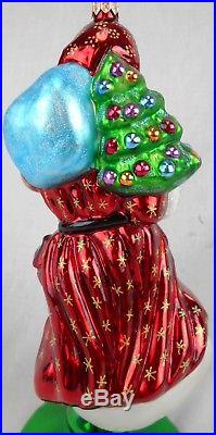Lot of 4 Christopher Radko Glass Santa Claus Ornaments withStands