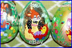 Lot of 6 Handpainted Christopher Radko Easter Egg Ornaments Bunny Chicks 5
