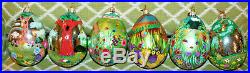 Lot of 6 Handpainted Christopher Radko Easter Egg Ornaments Bunny Chicks 5
