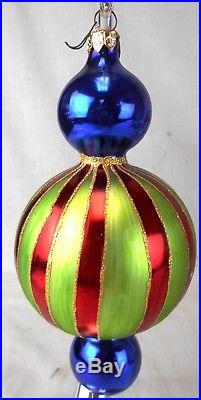 Lot of Christopher Radko Glass Christmas Tree Finial & 3 Ornaments withStands
