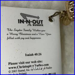 MINT RARE In-N-Out Burger Christopher Radko Christmas Ornament NIB 2003