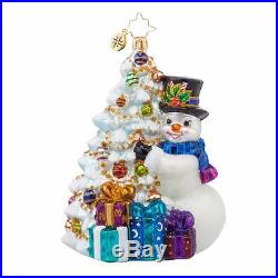 NEW 2015 Christopher Radko Final Touch Glass Snowman Christmas Ornament 1017753