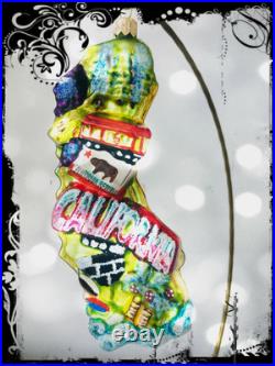 NEW Authentic Rare Christopher Radko CALIFORNIA State Shape Hand Made Ornament