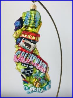 NEW Authentic Rare Christopher Radko CALIFORNIA State Shape Hand Made Ornament