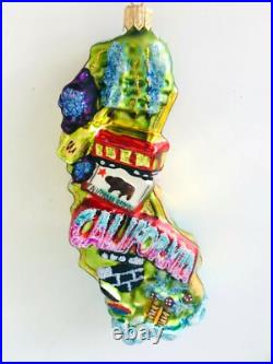 NEW Authentic Rare Christopher Radko CALIFORNIA State Shape Hand Made Ornament