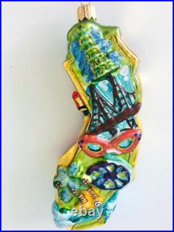 NEW Authentic Rare Christopher Radko CALIFORNIA State Shape Hand Made Ornament