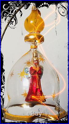 NEW Christopher Radko BELL ANGEL Gold Transparent GLASS Handcrafed Huge Ornament