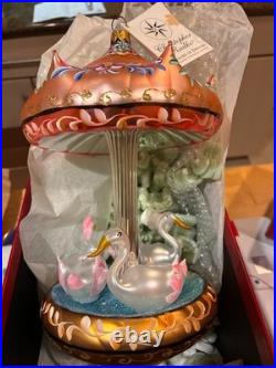 NEW Christopher Radko CAROUSEL OF DREAMS Swan Christmas Ornament BOX & TAG