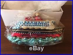 NEW Christopher Radko Disney Cruise Ship Glass Ornament RARE HTF
