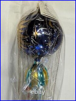 NEW SEALED 1994 Radko STARBUCK SANTA glass Ornament wire wrapped, parachute vtg