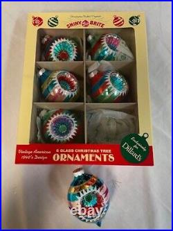 NEW Set of 5 Boxes Christopher Radko Shiny Brite Ornaments + Tinsel and Garland