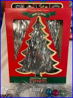 NEW Set of 5 Boxes Christopher Radko Shiny Brite Ornaments + Tinsel and Garland