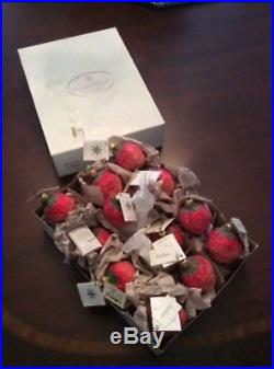 NEW withtags, SET OF 12, CHRISTOPHER RADKO STRAWBERRY ORNAMENTS, MINT, VINTAGE