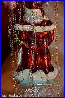 NR RARE LARGE VINTAGE CHRISTOPHER RADKO SANTA CLAUS CHRISTMAS DROP BALL ORNAMENT
