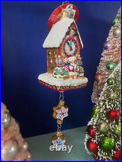 NWT Christopher Radko Cookie O'Clock Christmas Ornament Gingerbread Clock