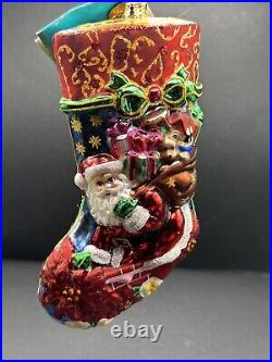 NWT RARE Christopher Radko PORTRAIT STOCKING Winter Blossoms Ornament 1013576