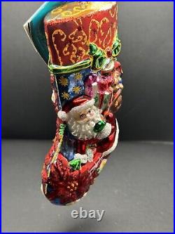 NWT RARE Christopher Radko PORTRAIT STOCKING Winter Blossoms Ornament 1013576