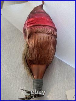 NWT Vintage Christopher Radko Gnome Man Elf Clip on Ornament Real Beard RARE