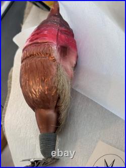 NWT Vintage Christopher Radko Gnome Man Elf Clip on Ornament Real Beard RARE