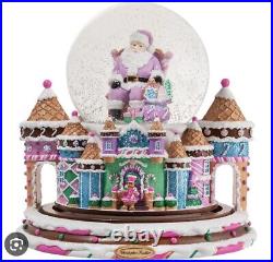 New Christopher Radko Candy Castle Snowglobe Santa, Music toyland Rotating Train