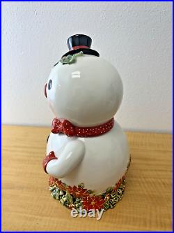 New Christopher Radko Snowman Sledding Family Outing Cookie Jar with Box