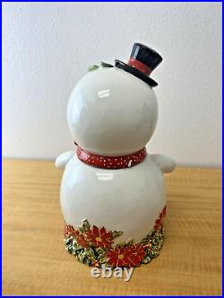 New Christopher Radko Snowman Sledding Family Outing Cookie Jar with Box