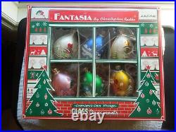 New In Box Set Of 6 Christopher Radko Fantasia Teardrop Christmas Ornaments