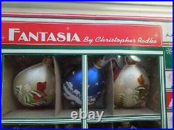 New In Box Set Of 6 Christopher Radko Fantasia Teardrop Christmas Ornaments
