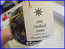Nos 2 Christopher Radko 1994 Ornaments Starbuck Santa+two Turtle Doves+box -read