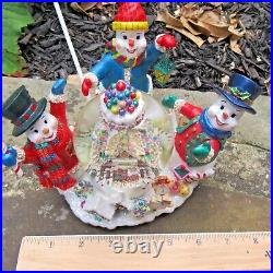 RADKO 3 piece'SNOW SWEETS SPECTACULAR' snowman ornament, snow globe & holder