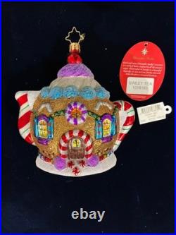 RADKO Vintage Sweet Tea Ornament 2016 Gingerbread & Candy Teapot #1018183