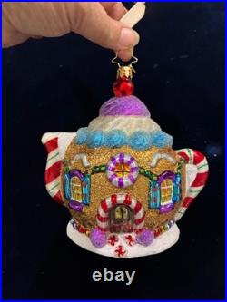 RADKO Vintage Sweet Tea Ornament 2016 Gingerbread & Candy Teapot #1018183