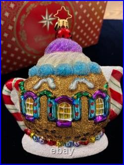 RADKO Vintage Sweet Tea Ornament 2016 Gingerbread & Candy Teapot #1018183