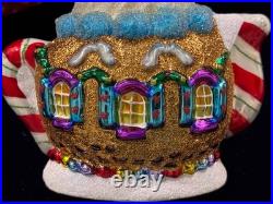 RADKO Vintage Sweet Tea Ornament 2016 Gingerbread & Candy Teapot #1018183