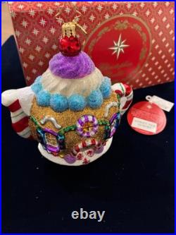 RADKO Vintage Sweet Tea Ornament 2016 Gingerbread & Candy Teapot #1018183