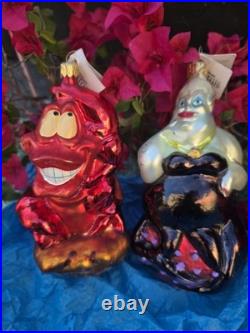 RARE 1997 Christopher Radko, DISNEY'S URSULA and SEBASTIAN Little Mermaid BOTH