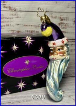 RARE Christopher Radko Crescent Santa Dreamer Moon Ornament VTG w Orig Box R1