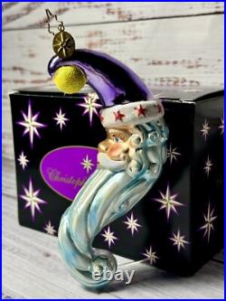 RARE Christopher Radko Crescent Santa Dreamer Moon Ornament VTG w Orig Box R1